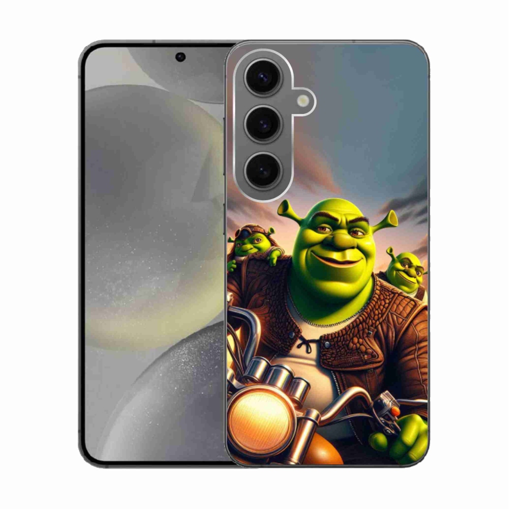 Zselés borítás mmCase Samsung Galaxy S24 készülékhez - Shrek egy motorkerékpáron