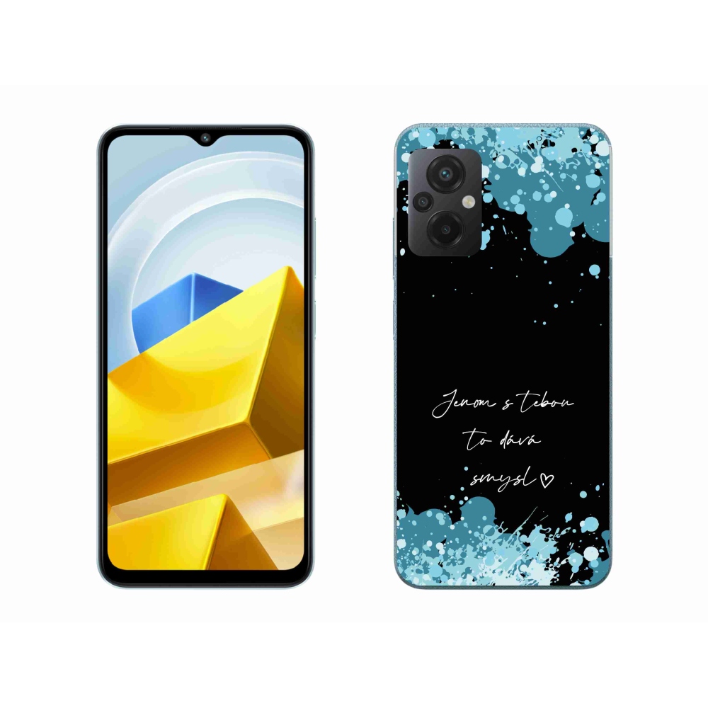 Gél borító mmCase a Xiaomi Poco M5 4G-hez - szerelmes szöveg fekete háttérrel