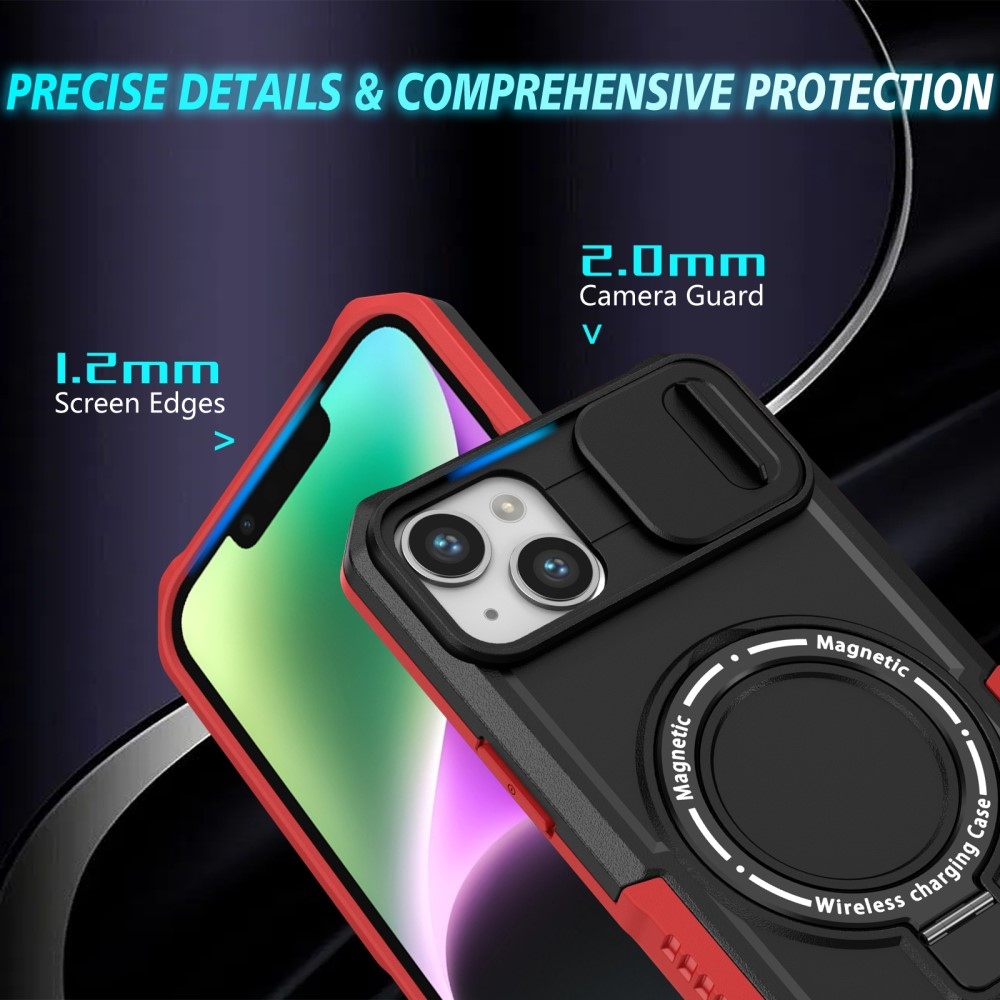 Fulcrum tartós borító kameravédelemmel és MagSafe funkcióval iPhone 14 készülékhez - Piros/fekete