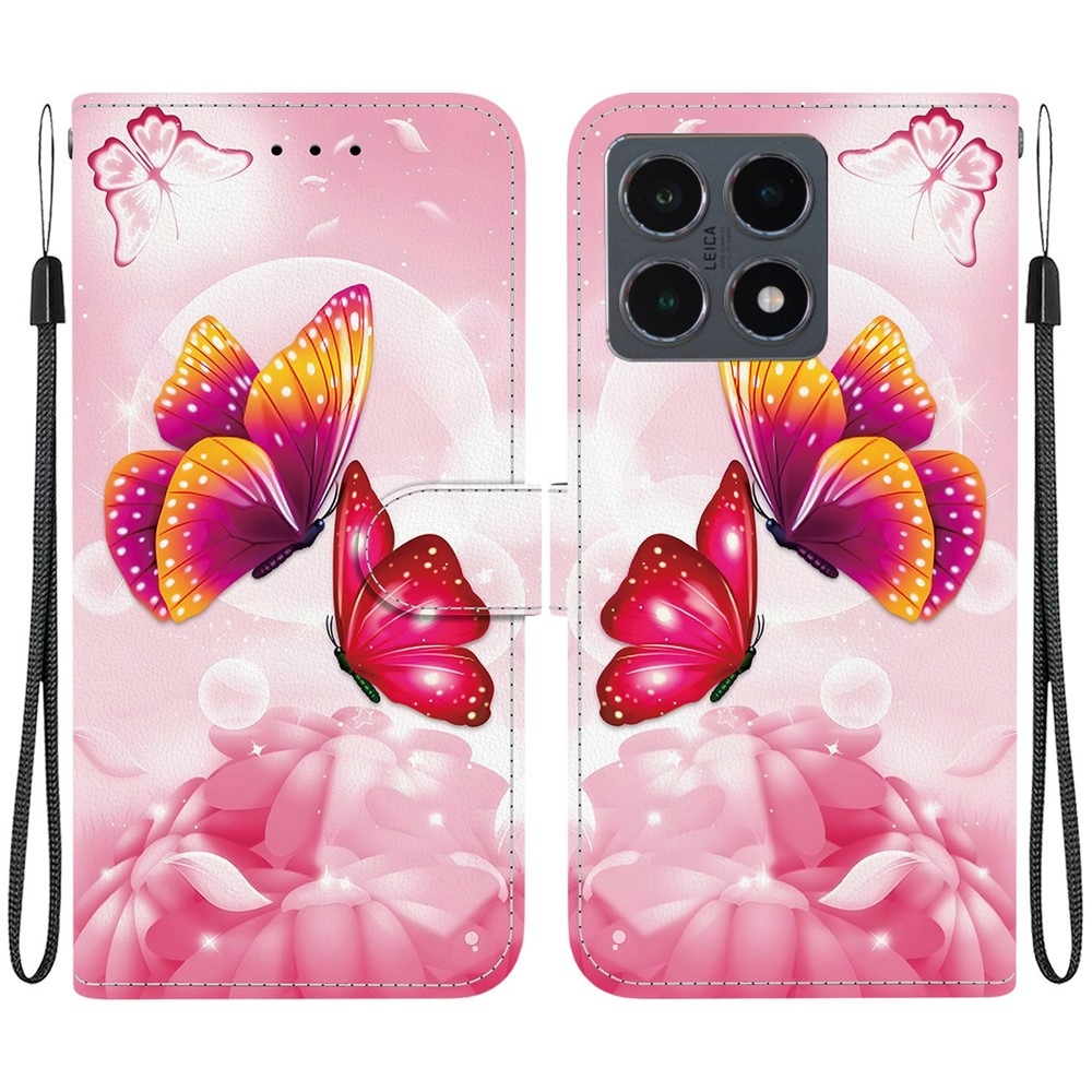 Sokoldalú könyvtáska Xiaomi 15T-hez - rózsaszín pillangó