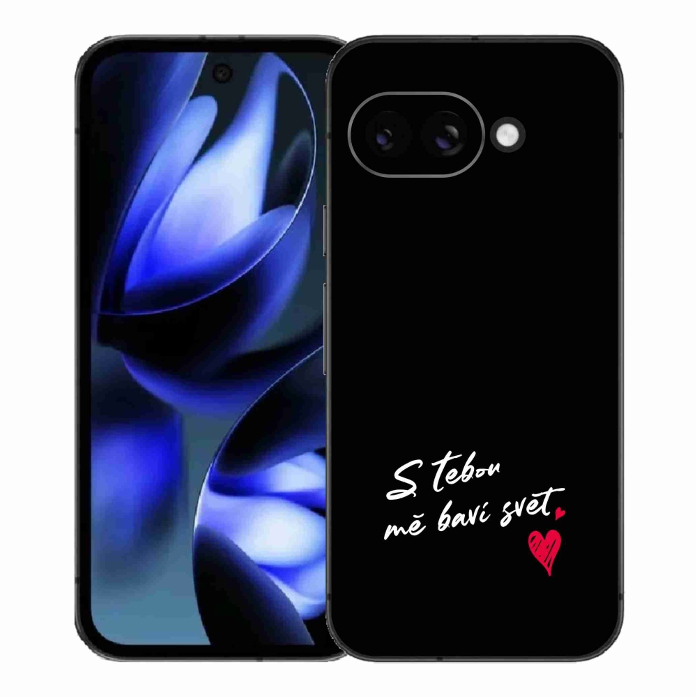 Gél borítás mmCase a Google Pixel 9a készülékhez - szerelmes szöveg 1 fekete háttér