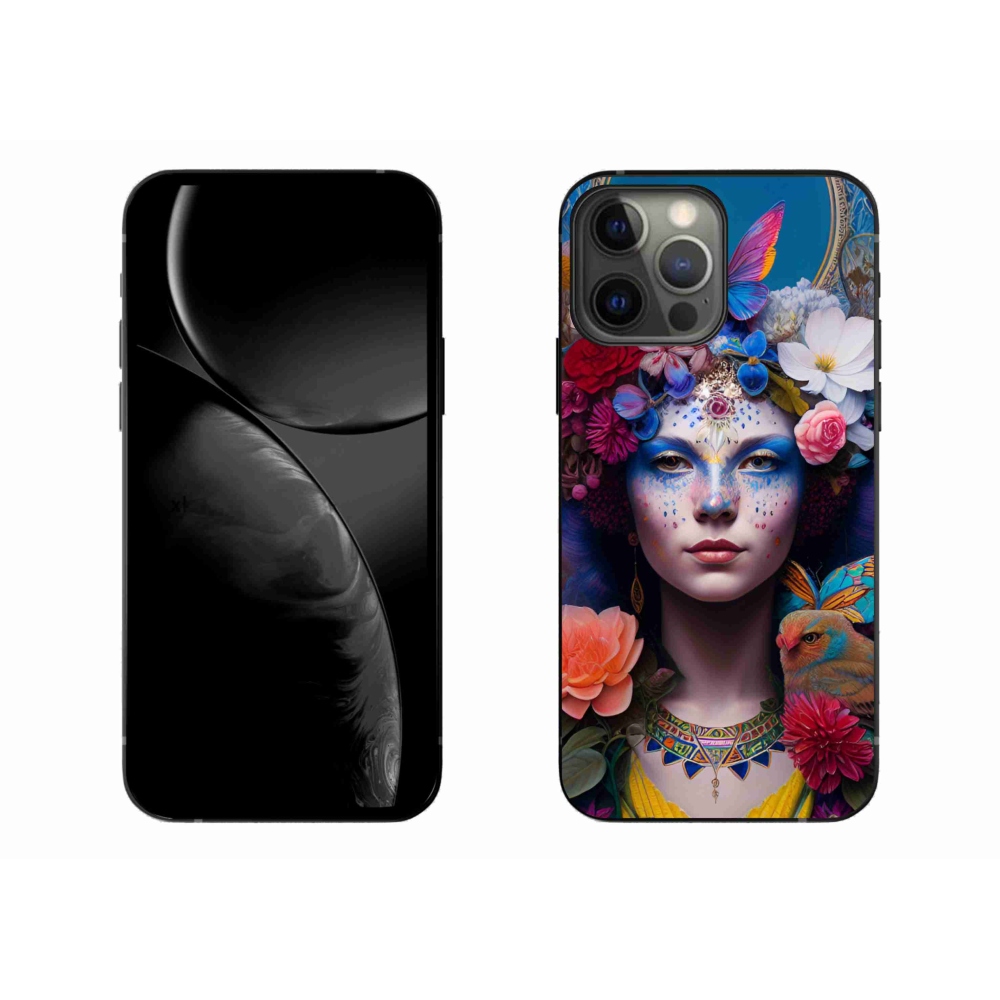 Gél borítás mmCase iPhone 13 Pro Max készülékhez - nő virágokkal