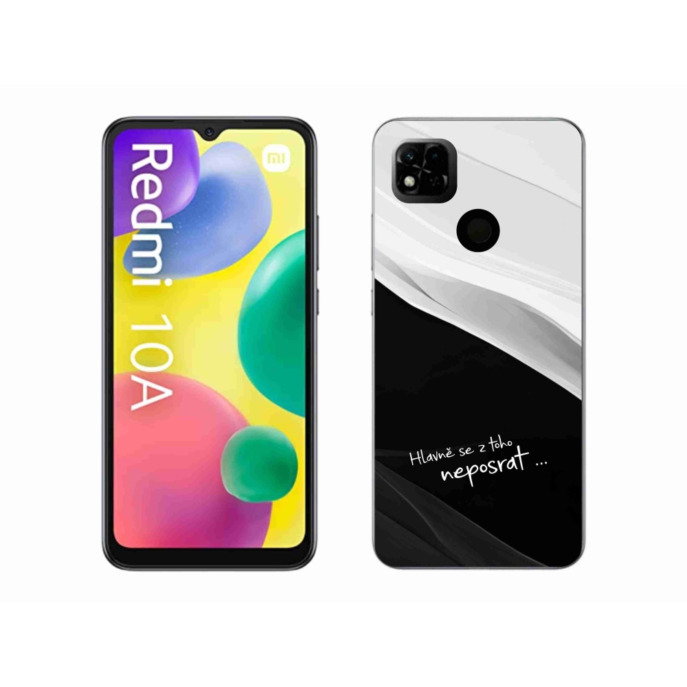 Gél borító mmCase a Xiaomi Redmi 10A számára - vicces szöveg 13 fekete és fehér háttérrel