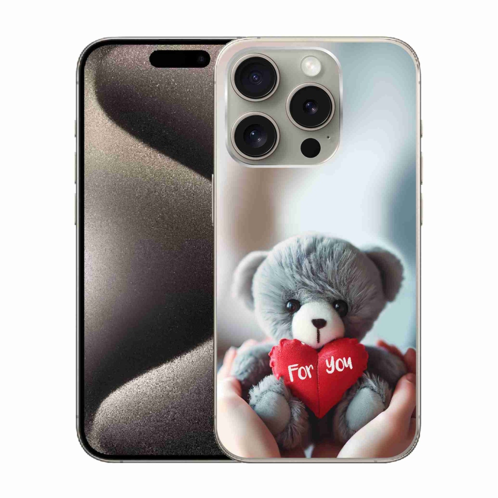 Gél borítás mmCase iPhone 15 Pro készülékhez - mackó szerelmeseknek