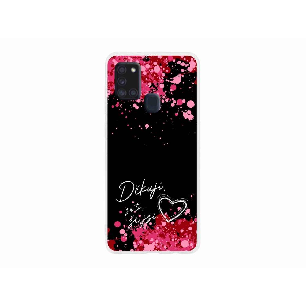 Gél borító mmCase Samsung Galaxy A21s készülékhez - text in love 2 fekete háttér