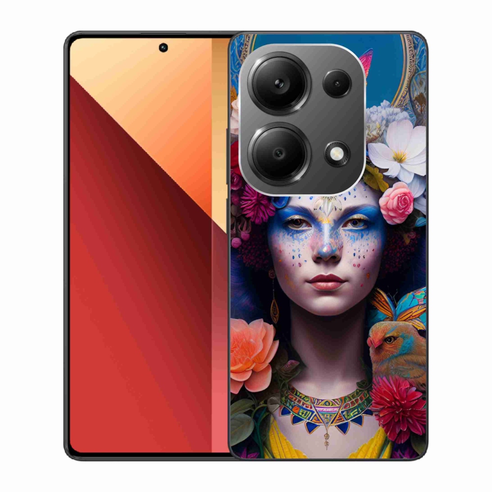 Gél borítás mmCase a Xiaomi Redmi Note 13 Pro 4G/Poco M6 Pro számára - nő virágokkal