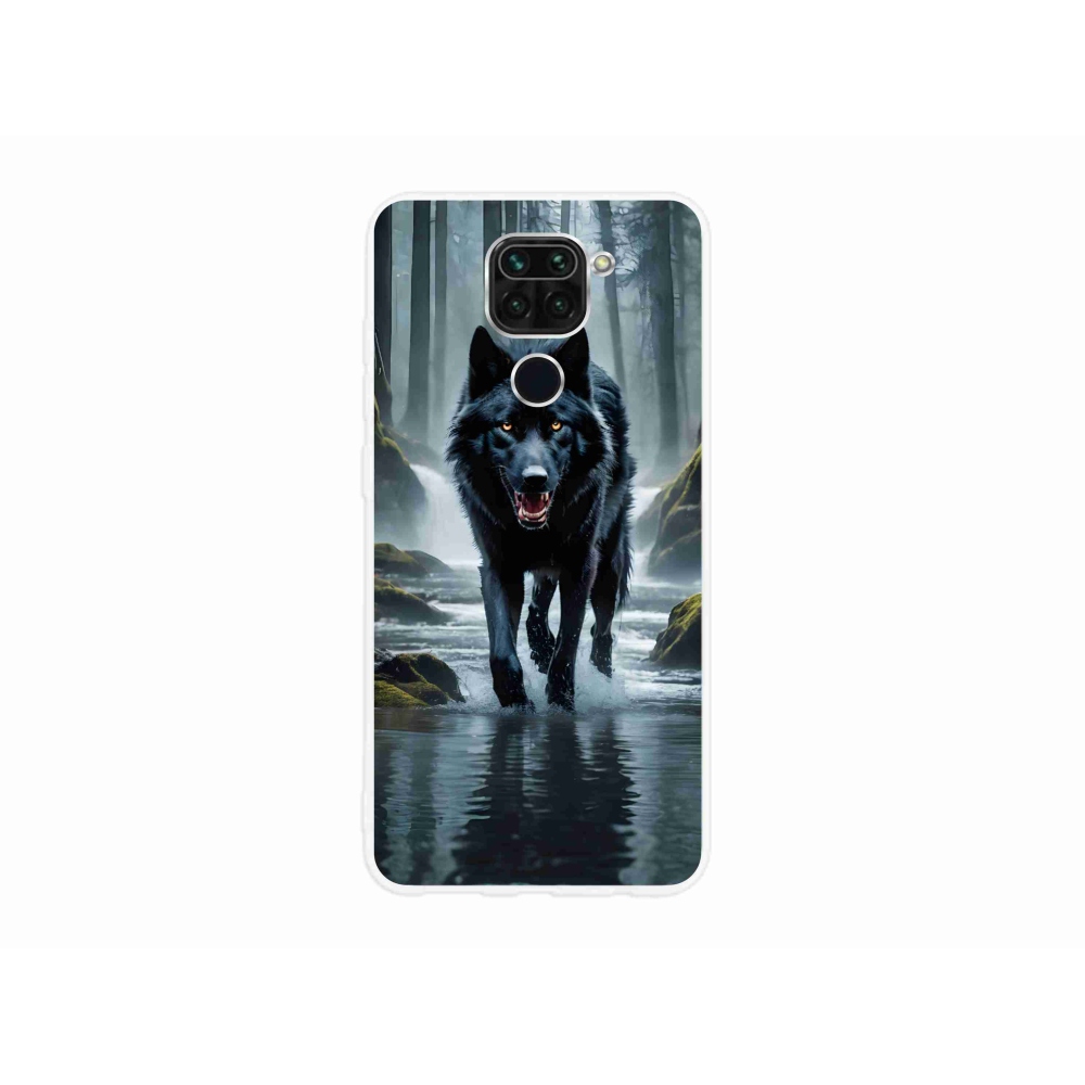 Gél borítás mmCase a Xiaomi Redmi Note 9-hez - fekete farkas