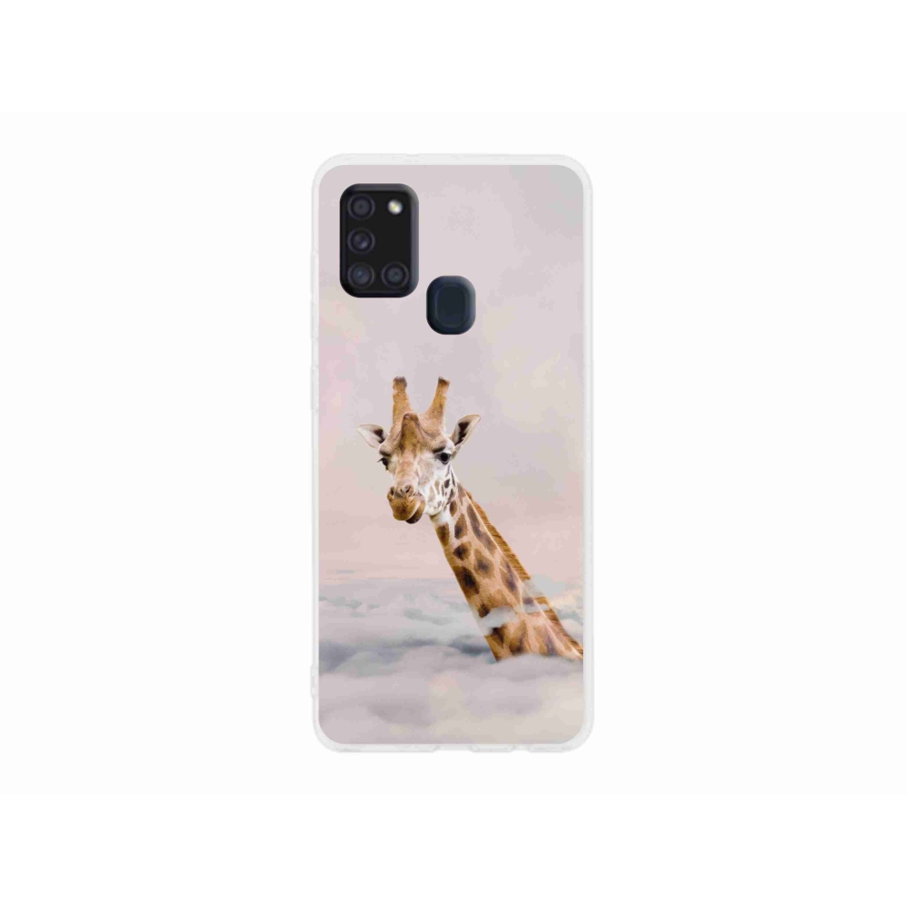 Zselés borítás mmCase Samsung Galaxy A21s készülékhez - zsiráf a felhőkben