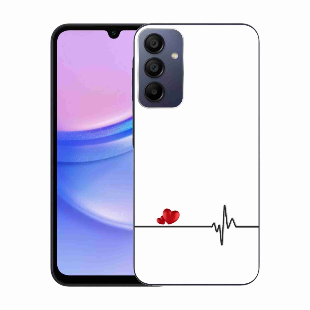Gél borító mmCase Samsung Galaxy A15 4G/5G - szív és szívverés fehér háttérrel