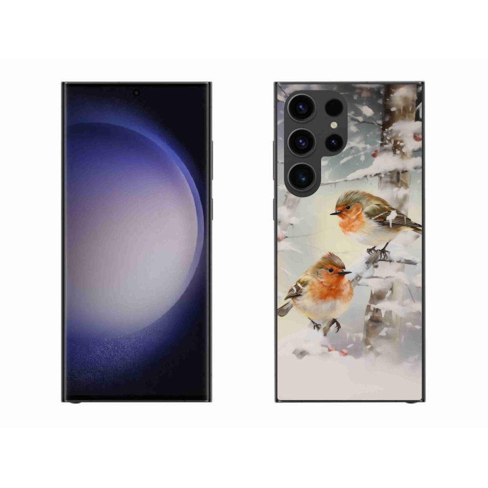 Gél borítás mmCase Samsung Galaxy S23 Ultra 5G - madarak télen - Samsung Galaxy S23 Ultra 5G - madarak télen