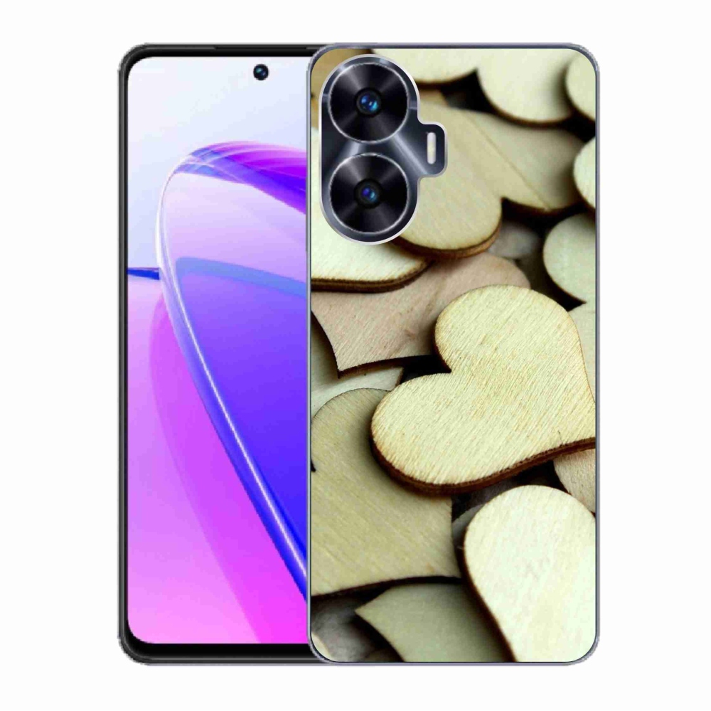 Gél borító mmCase a Realme C55 készülékhez - fából készült szívek