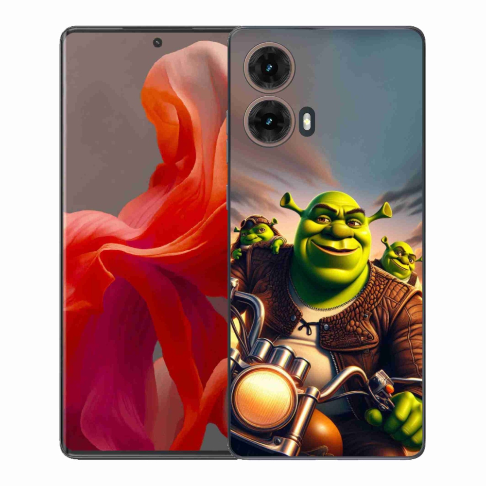 Zselés borítás mmCase a Motorola Moto G85 5G-hez - Shrek egy motorkerékpáron