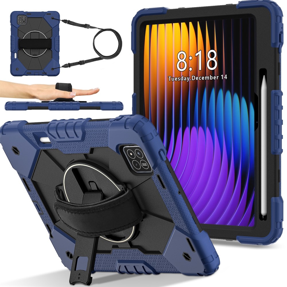 Strapabíró huzat kézi tartóval és vállpánttal Xiaomi Pad 7/7 Pro készülékhez - sötétkék/fekete