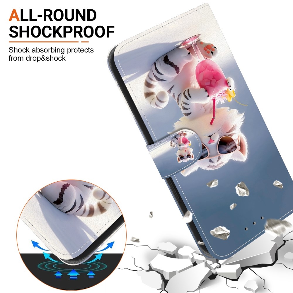 Sokoldalú könyvtáska Samsung Galaxy A36 5G/A56 5G - fehér tigris