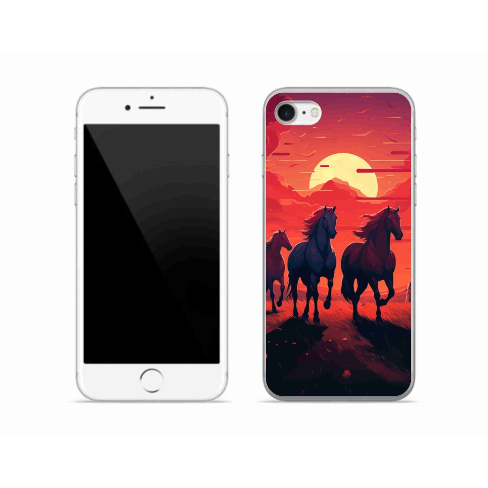Zselés borítás mmCase iPhone SE (2020) - lovak és naplemente
