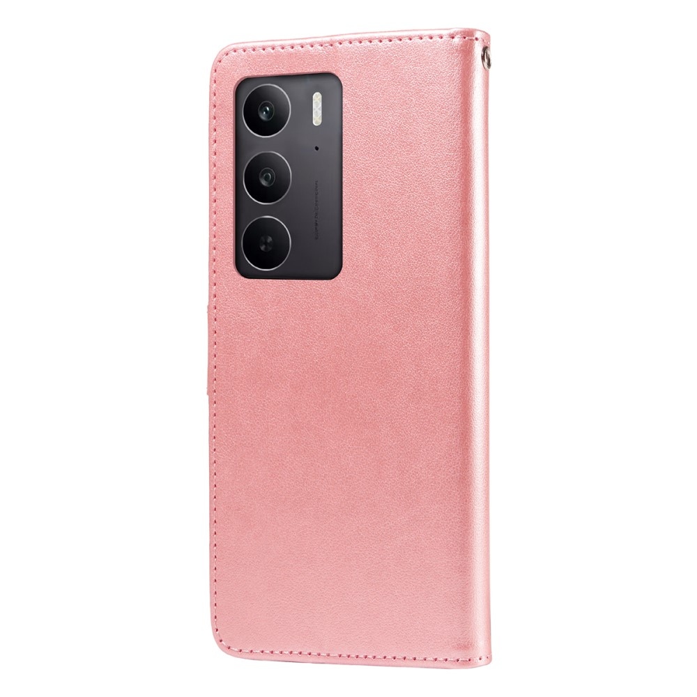 Virágos könyvtáska a Realme 14x 5G/Realme C75 készülékhez - rózsaszín
