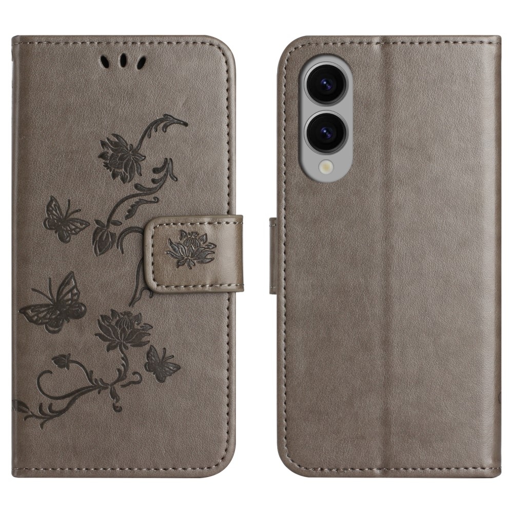 Virágos könyv tok Samsung Galaxy S25 Edge készülékhez - szürke