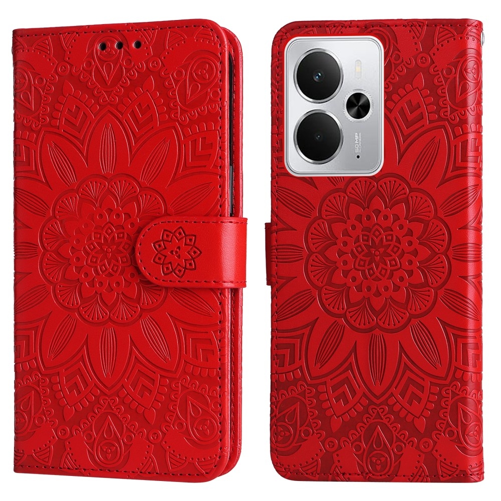 Napraforgó könyvtáska a Realme 14 5G készülékhez - piros