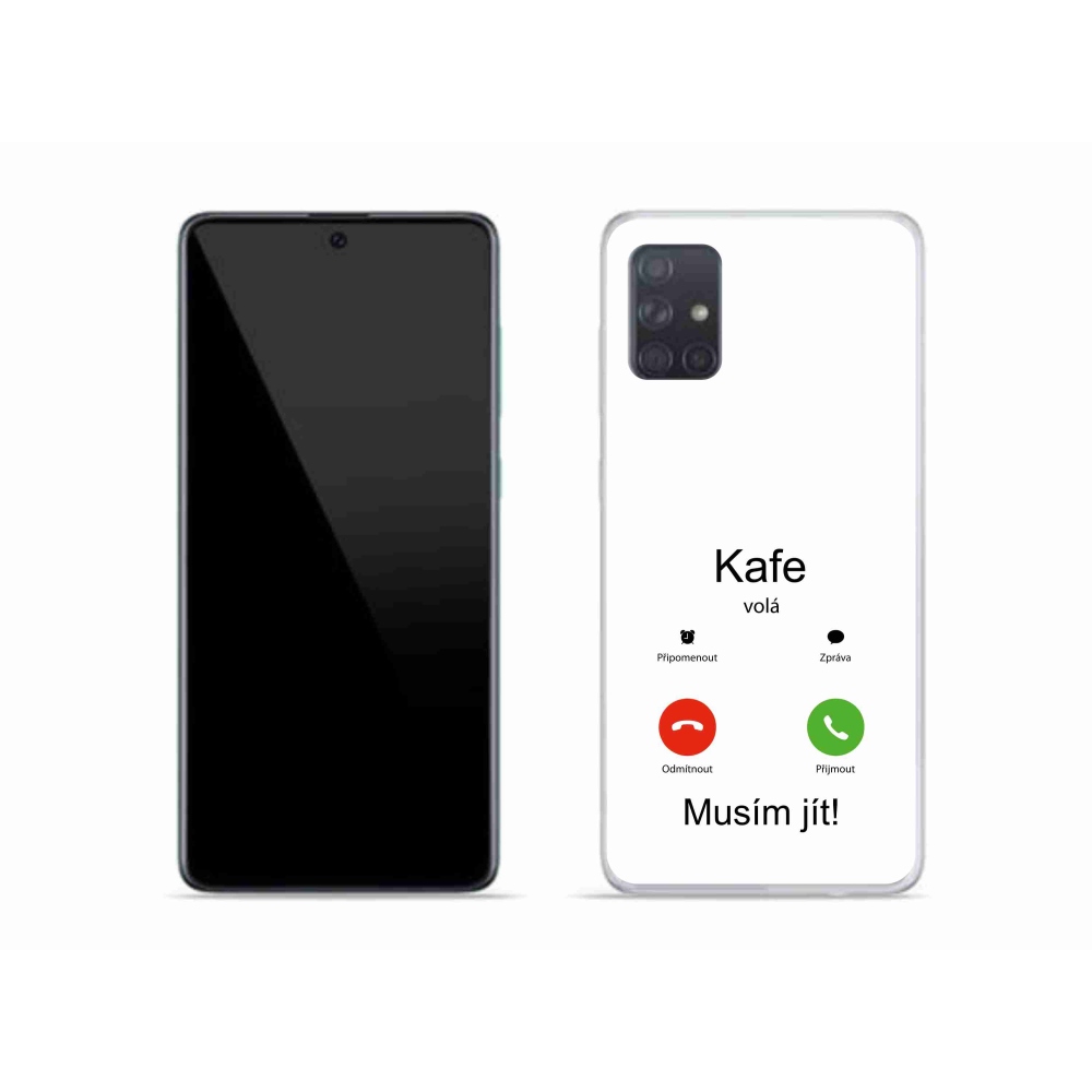 Gél borító mmCase Samsung Galaxy A51 - kávé hívó fehér háttérrel