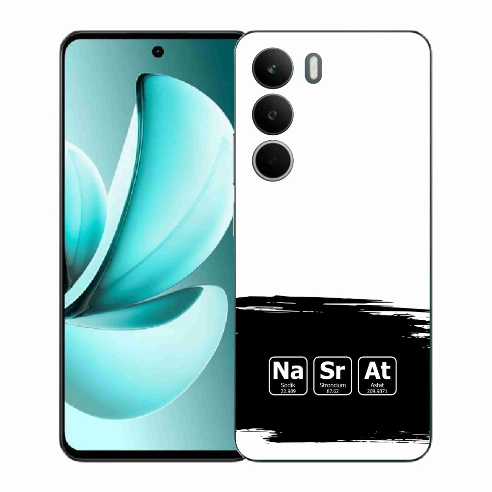 Gél borító mmCase a Realme C71 készülékre - kémiai elemek fekete és fehér háttérrel