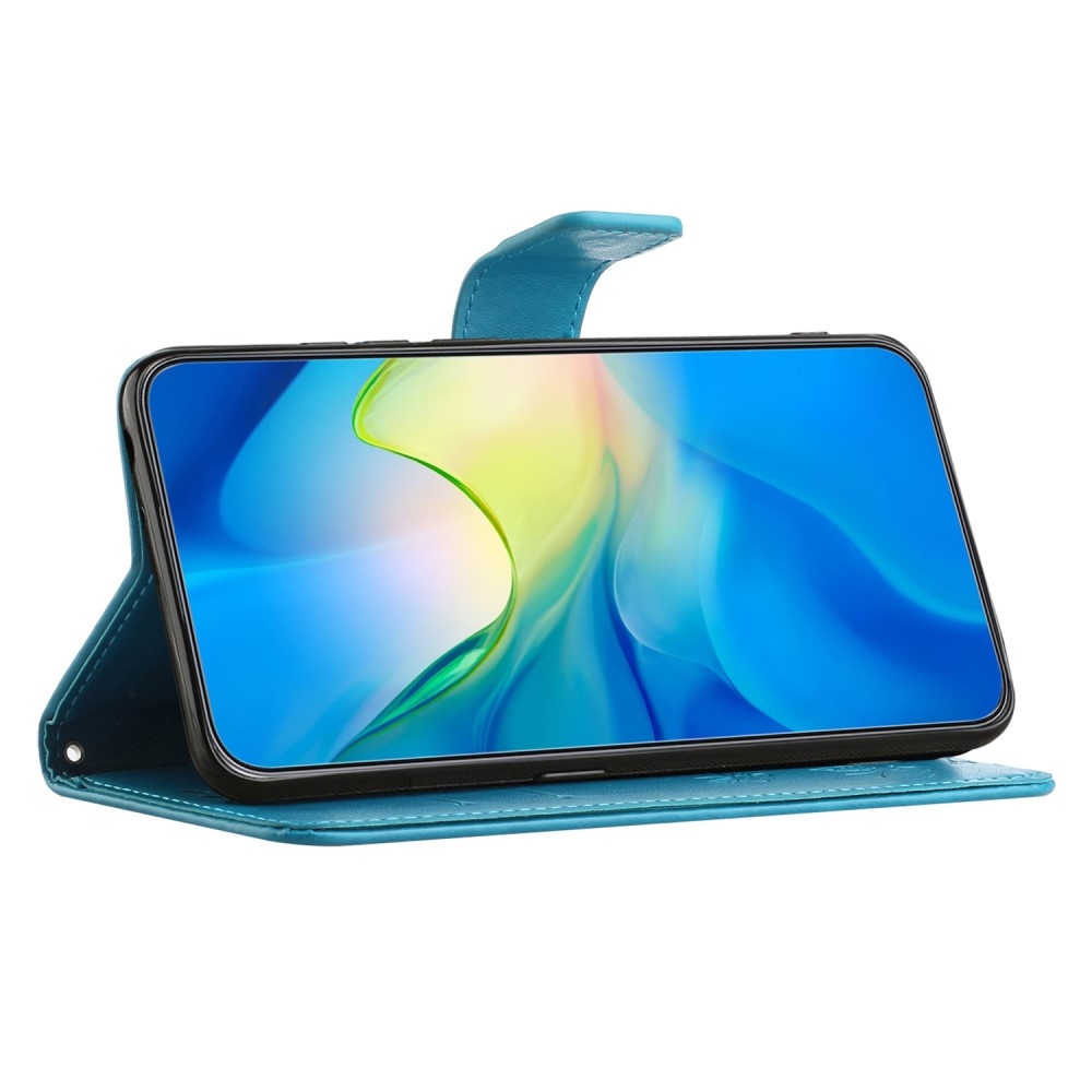 Virágos könyv tok Samsung Galaxy S24 készülékhez - kék