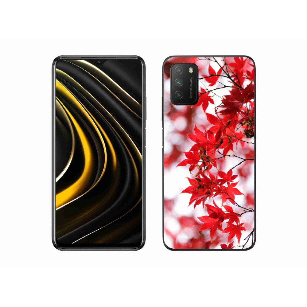 Gél borítás mmCase a Xiaomi Poco M3-hoz - piros levelek