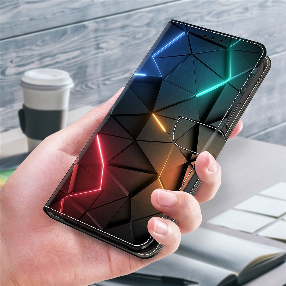 Firmly book tok a Samsung Galaxy A17 5G/A26 5G - neon háromszögek számára