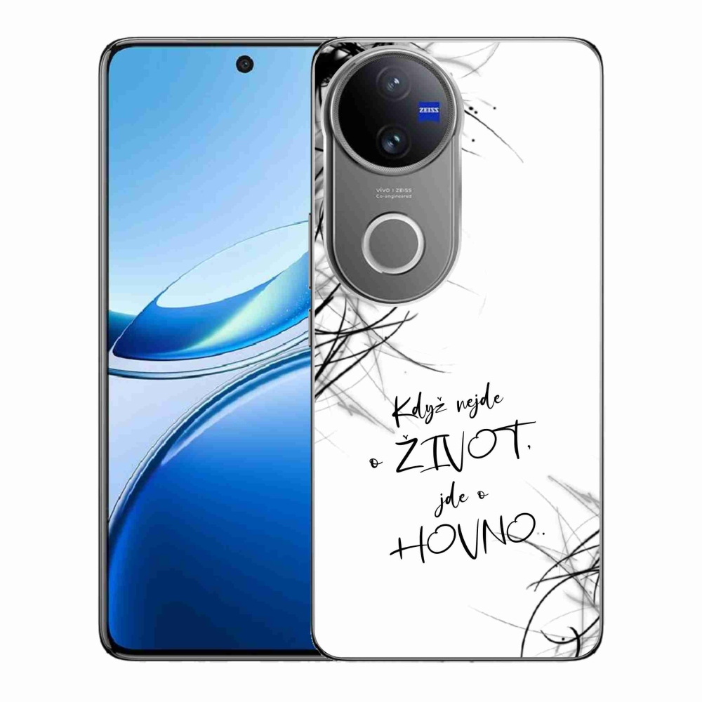 Gél borító mmCase a Vivo V50 5G készülékhez - vicces szöveg 16 fehér háttér
