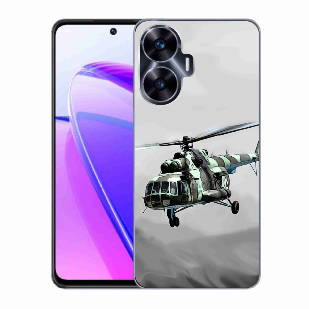 Zselés borítás mmCase a Realme C55-hez - katonai helikopter