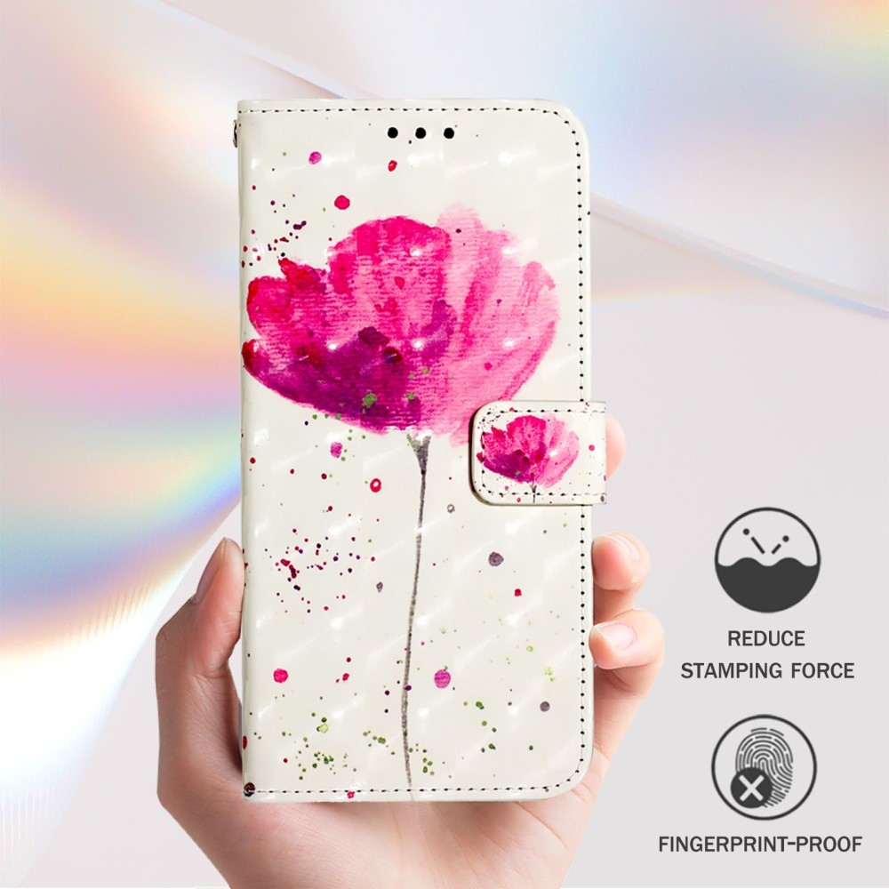 Patte könyv tok Samsung Galaxy M55 5G-hez - rózsaszín virág