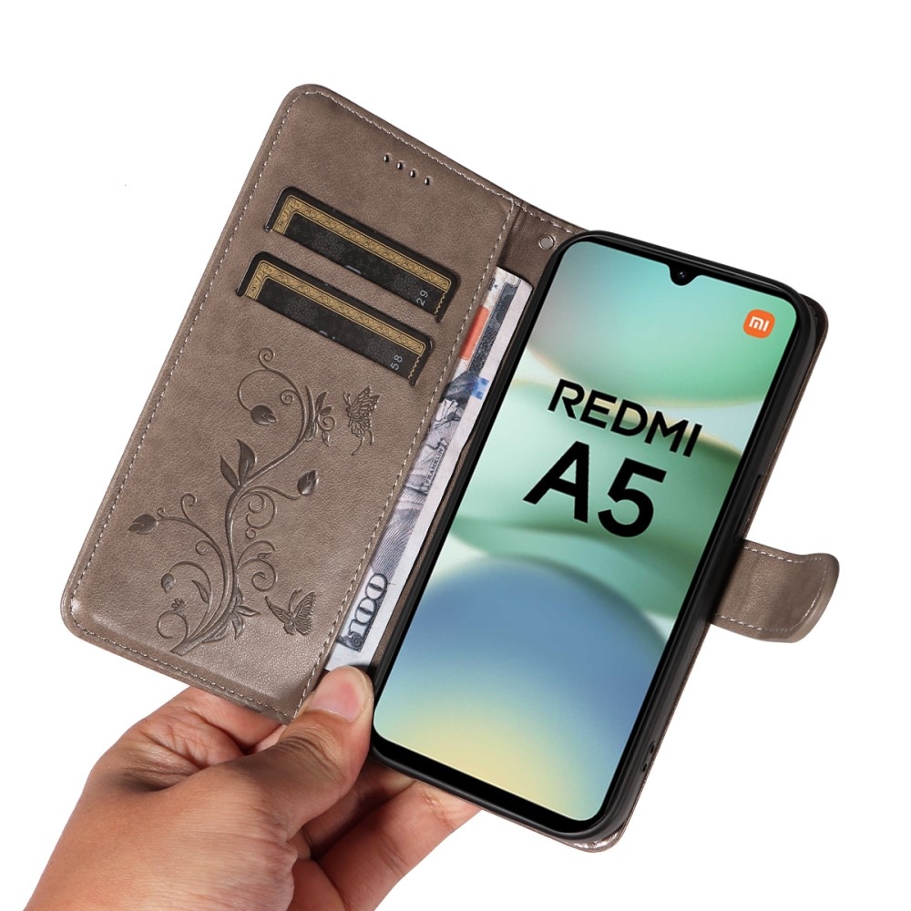 Virágok könyv tok Xiaomi Redmi A5 (173.45x79.35x8.45mm) - szürke