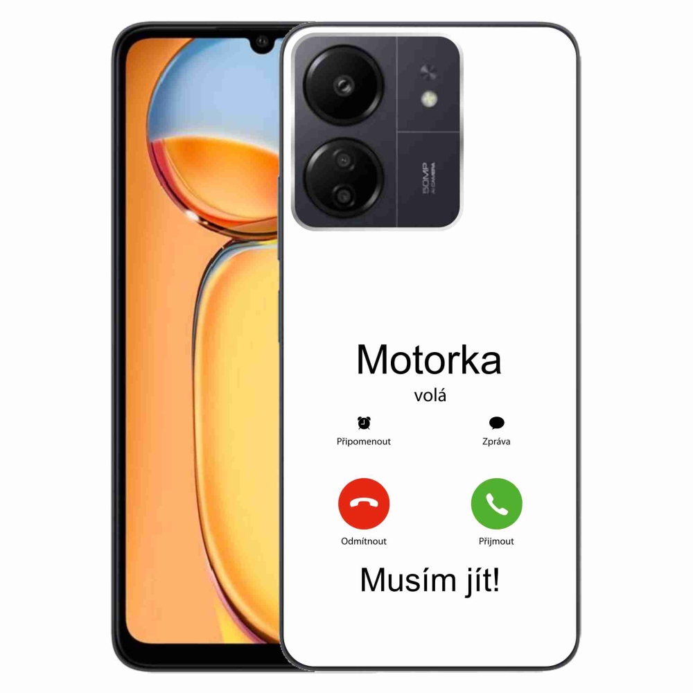 Gél borítás mmCase a Xiaomi Poco C65/Redmi 13C - motoros hívó fehér háttérrel