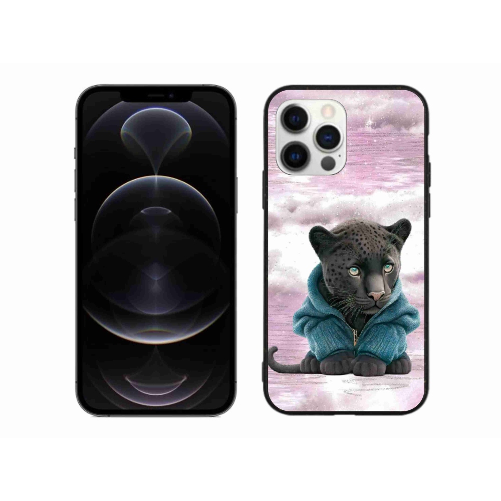 Zselés borítás mmCase iPhone 12 Pro Max készülékhez - fekete párduc pulóverben