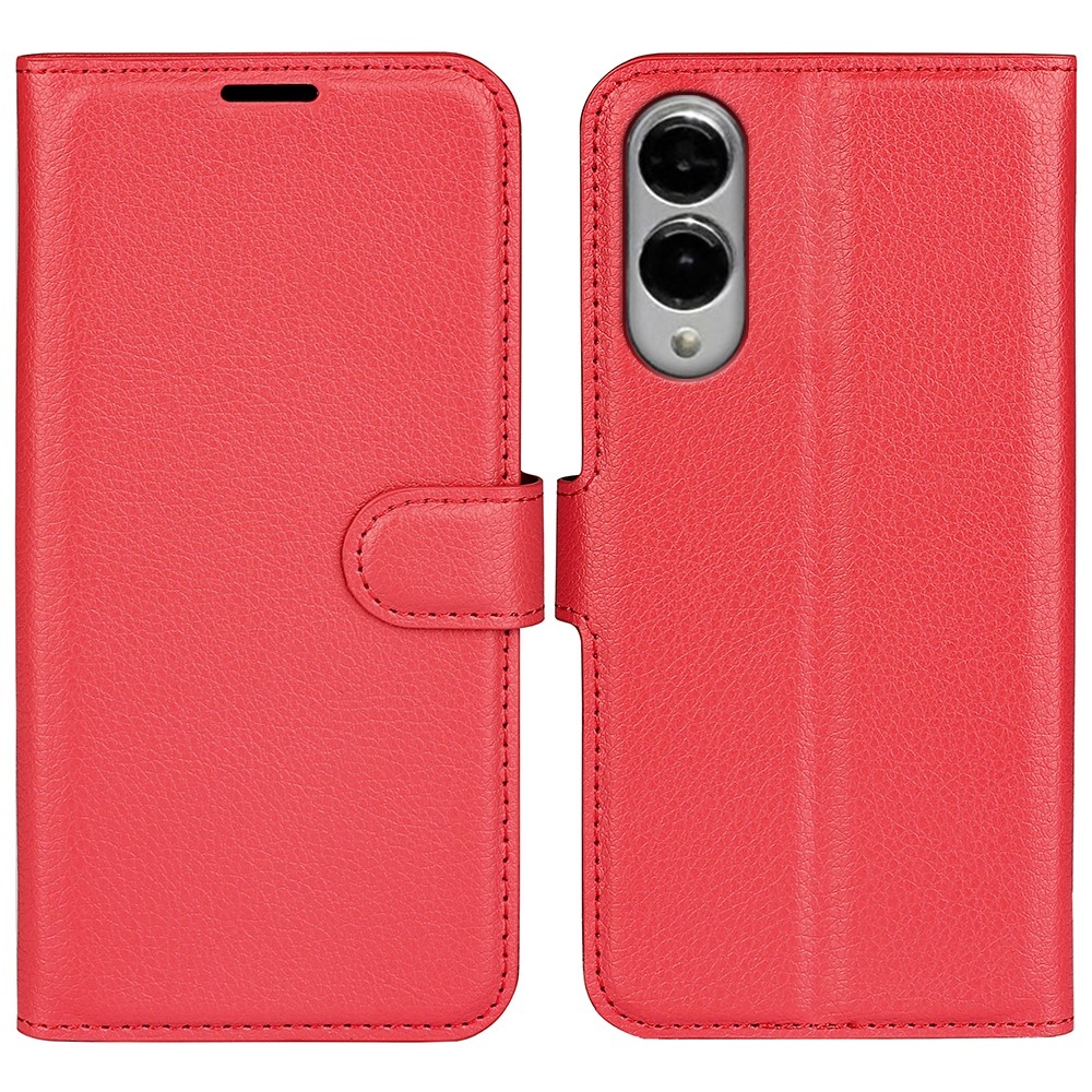 Litchi könyv tok Samsung Galaxy S25 Edge készülékhez - piros
