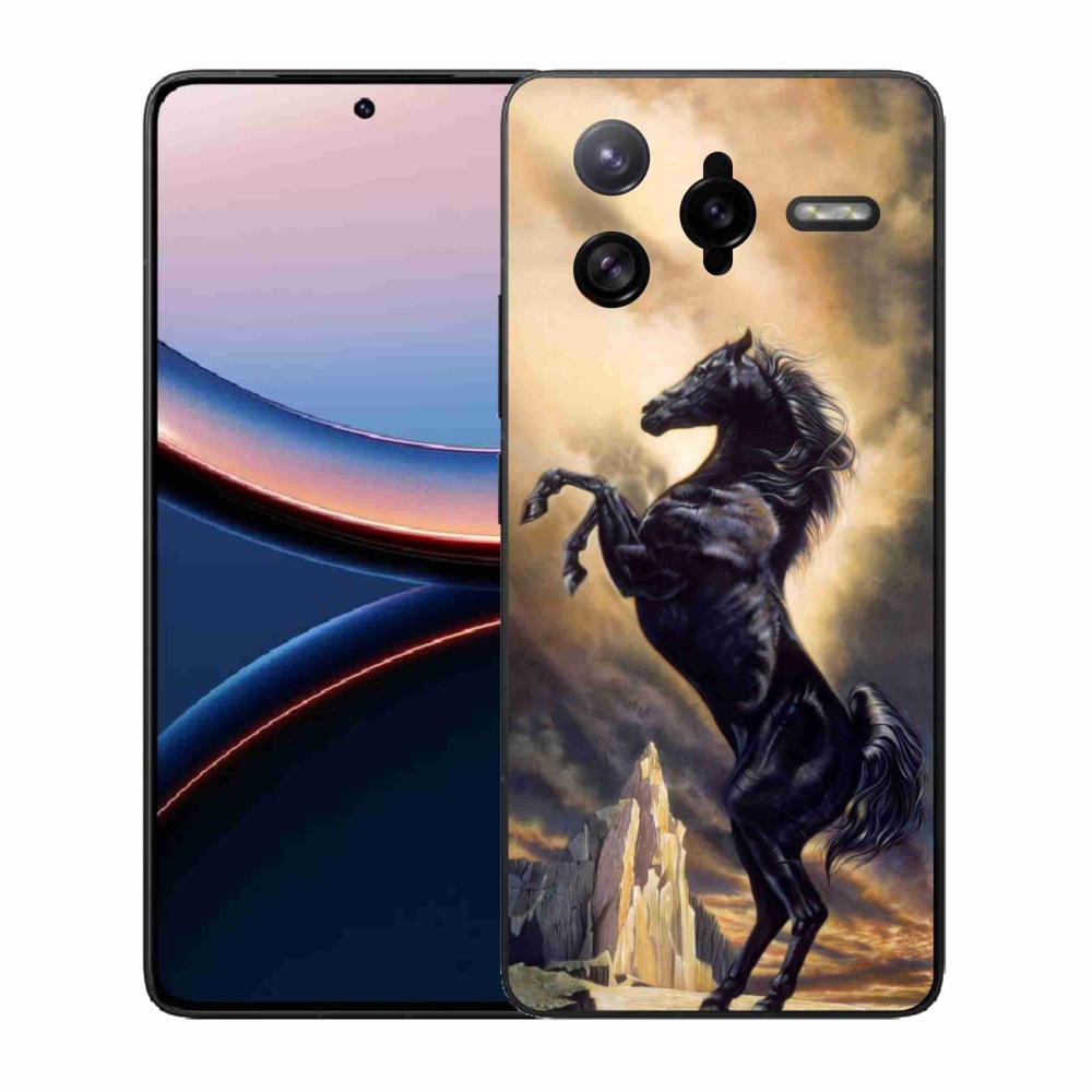 Gél borítás mmCase a Xiaomi Poco F7 Ultra számára - fekete rajzfilm ló