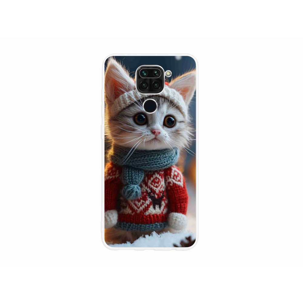 Gél borítás mmCase a Xiaomi Redmi Note 9-hez - cica pulóverben