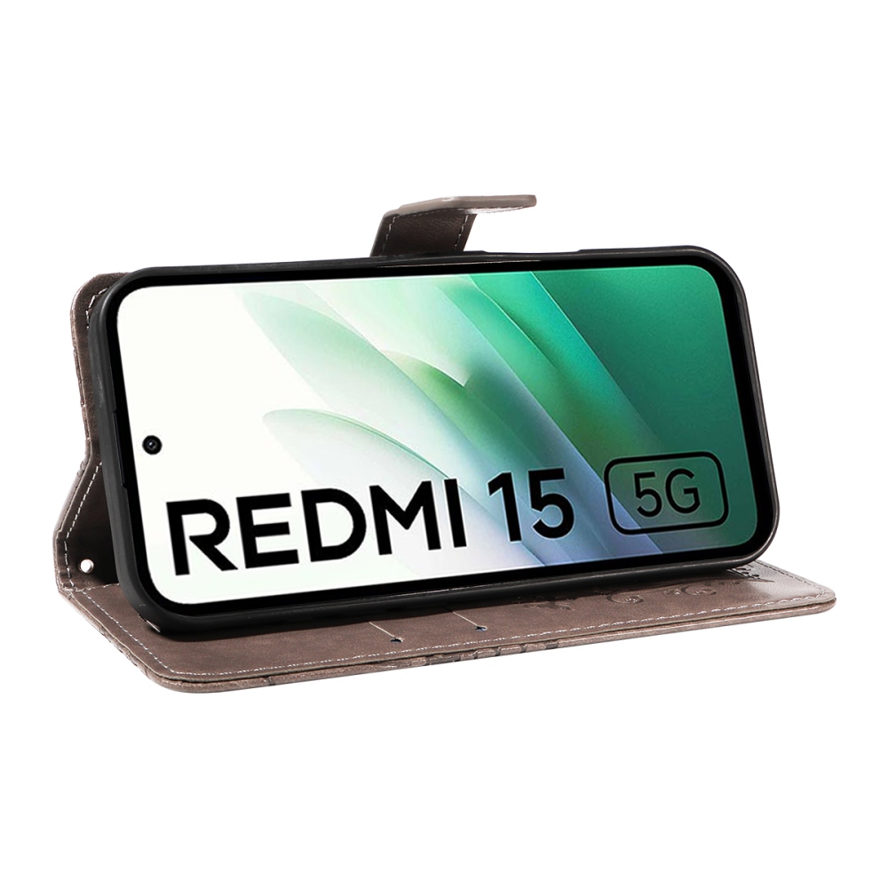 Nagy pillangó könyv tok Xiaomi Redmi 15 4G (171mm) - szürke