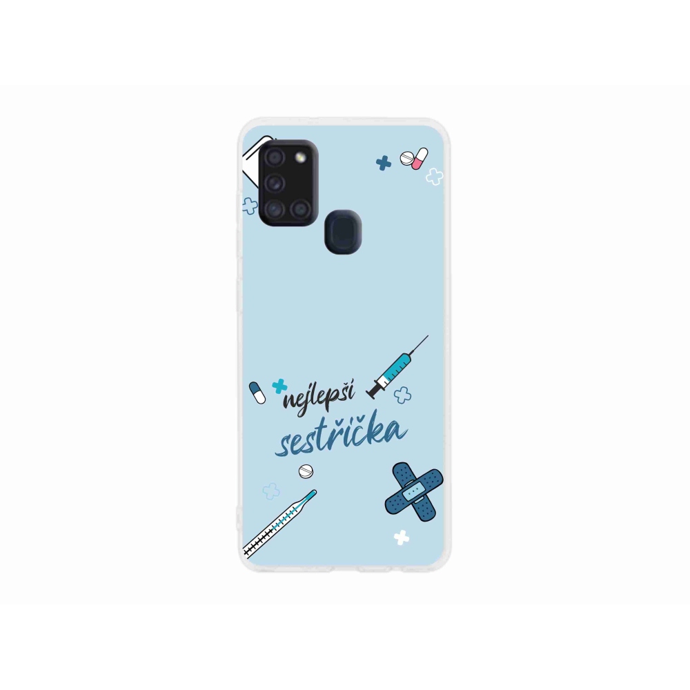 Gél borító mmCase Samsung Galaxy A21s - legjobb kishúg kék háttérrel
