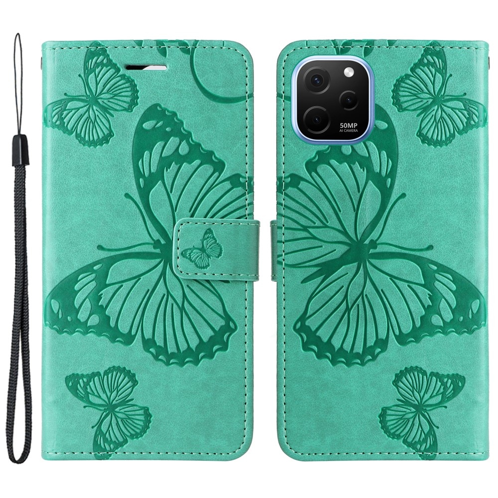 Nagy pillangó könyvtáska Huawei Nova Y61-hez - teáskék