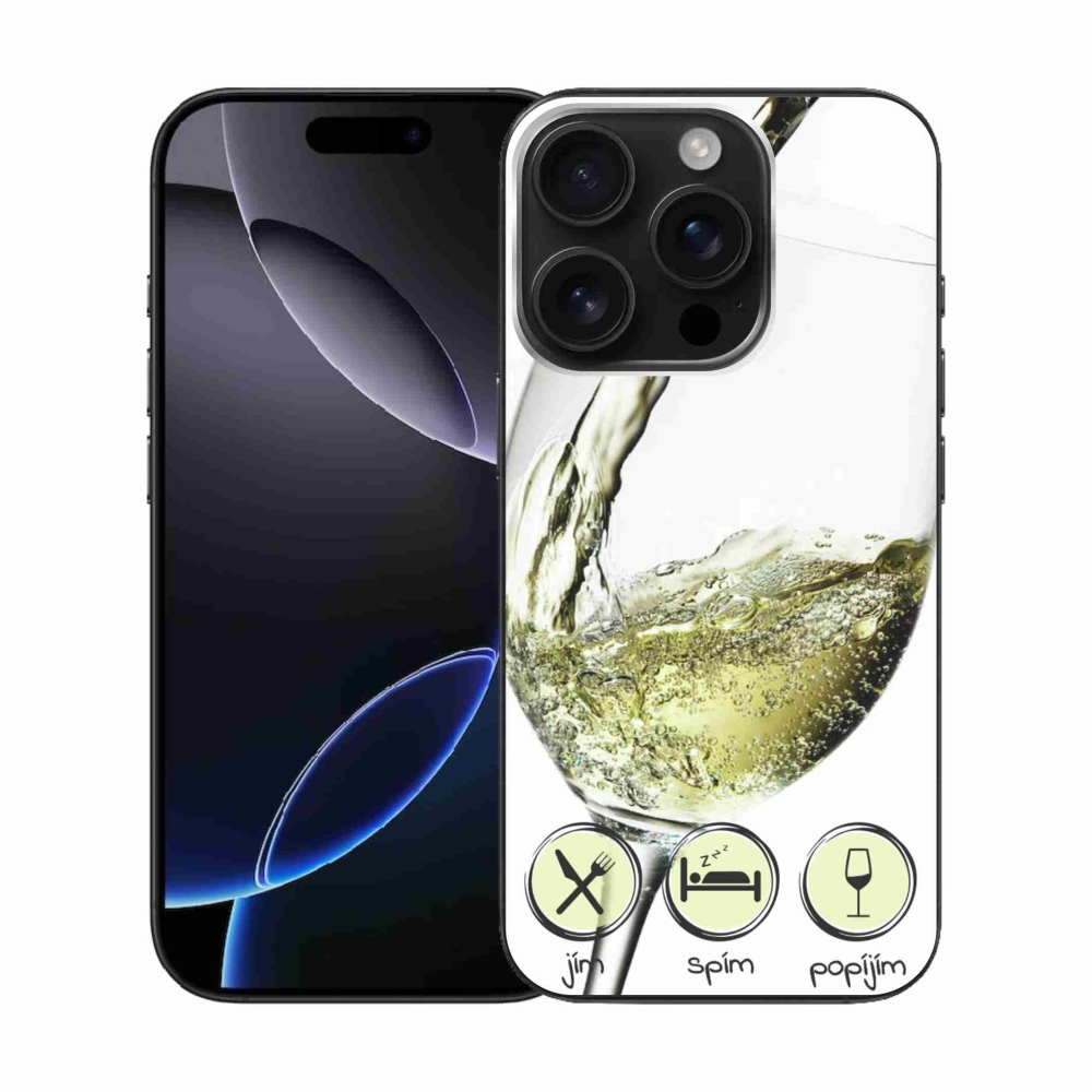 Gél tok mmCase iPhone 16 Pro készülékhez - borospohár fehér