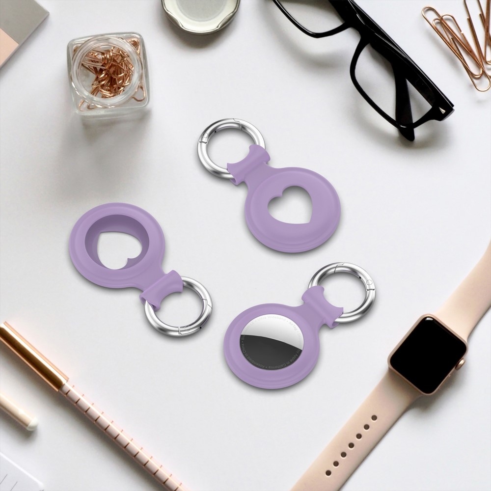 Love szilikon tok Apple AirTaghez - világos lila