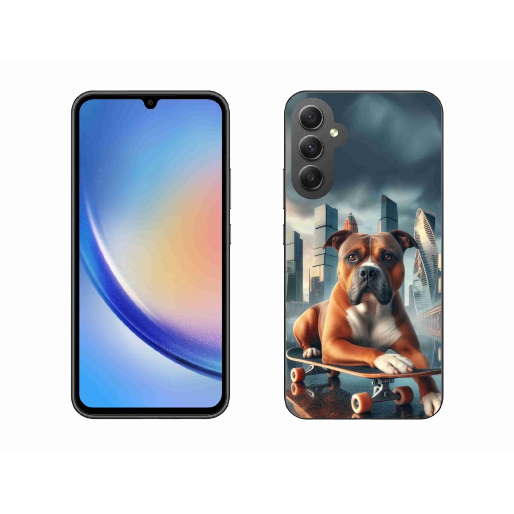 Zselés borítás mmCase Samsung Galaxy A34 5G - kutya gördeszkán