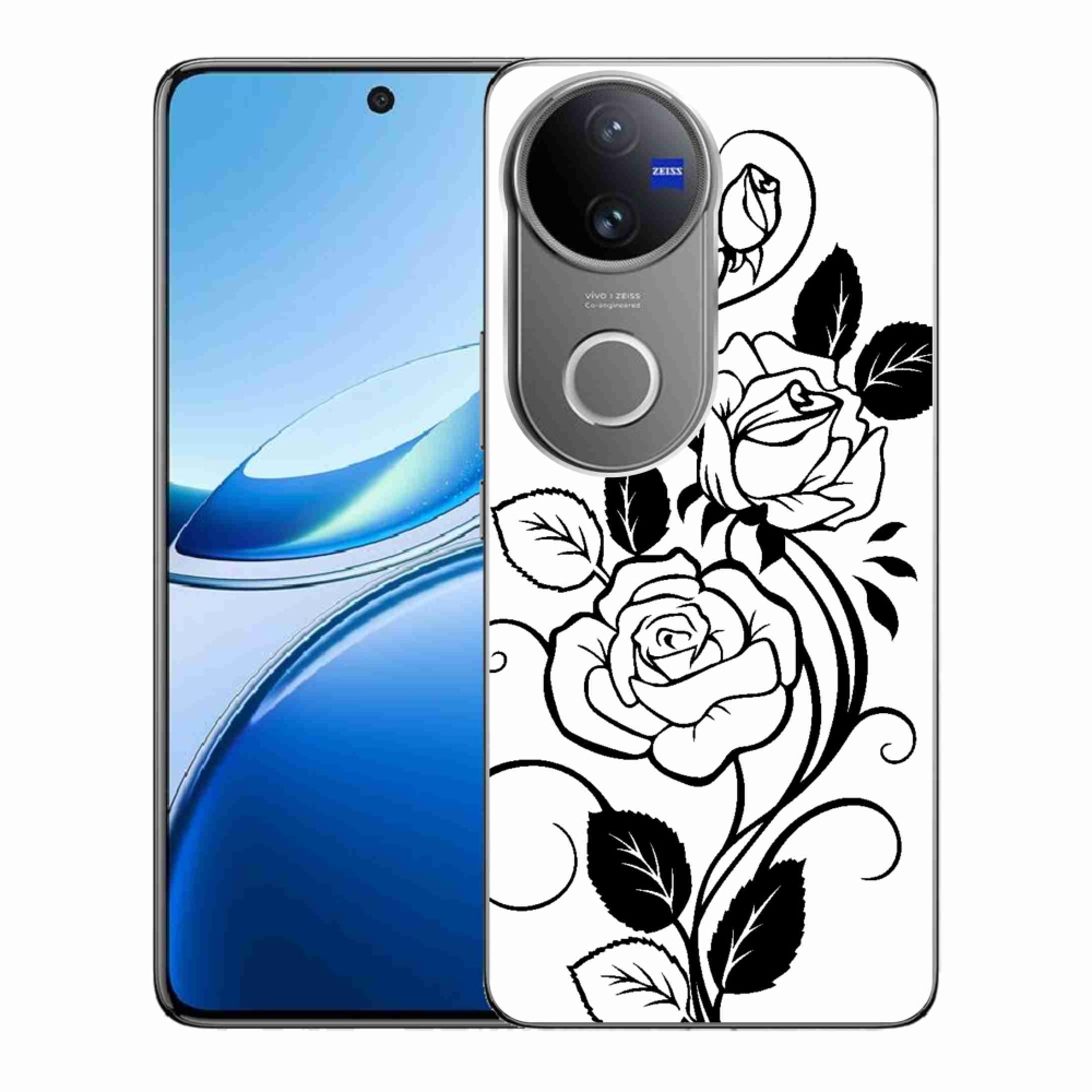 Gél borítás mmCase a Vivo V50 5G-n - fekete és fehér rózsa