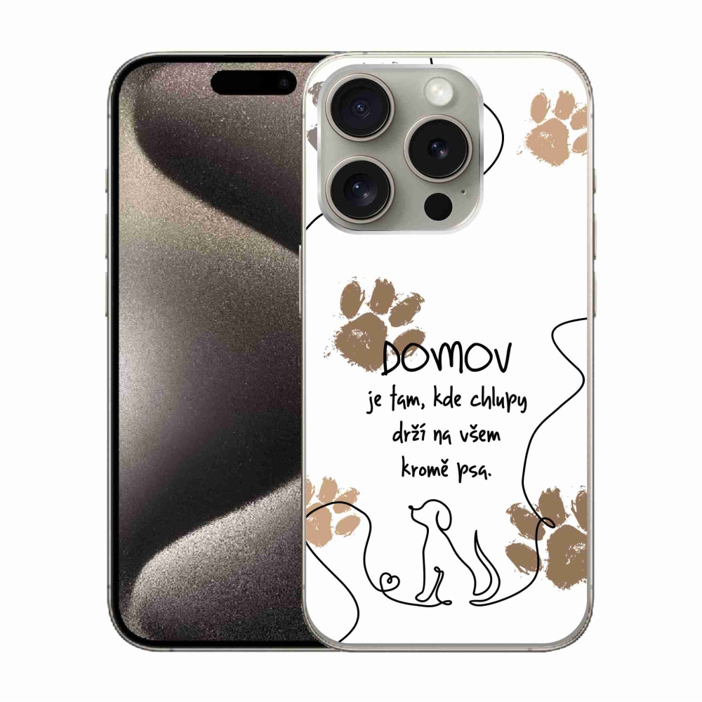 Gél borítás mmCase iPhone 15 Pro készülékhez - kutya motívum fehér háttérrel