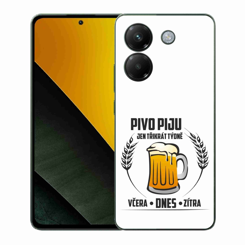 Gél borítás mmCase a Xiaomi Poco M7 Pro 5G számára - sör motívum fehér háttérrel