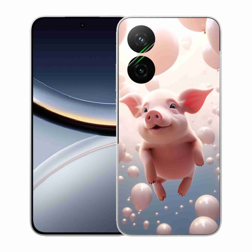 Gél borítás mmCase a Xiaomi Poco F7 5G számára - malac lufikkal
