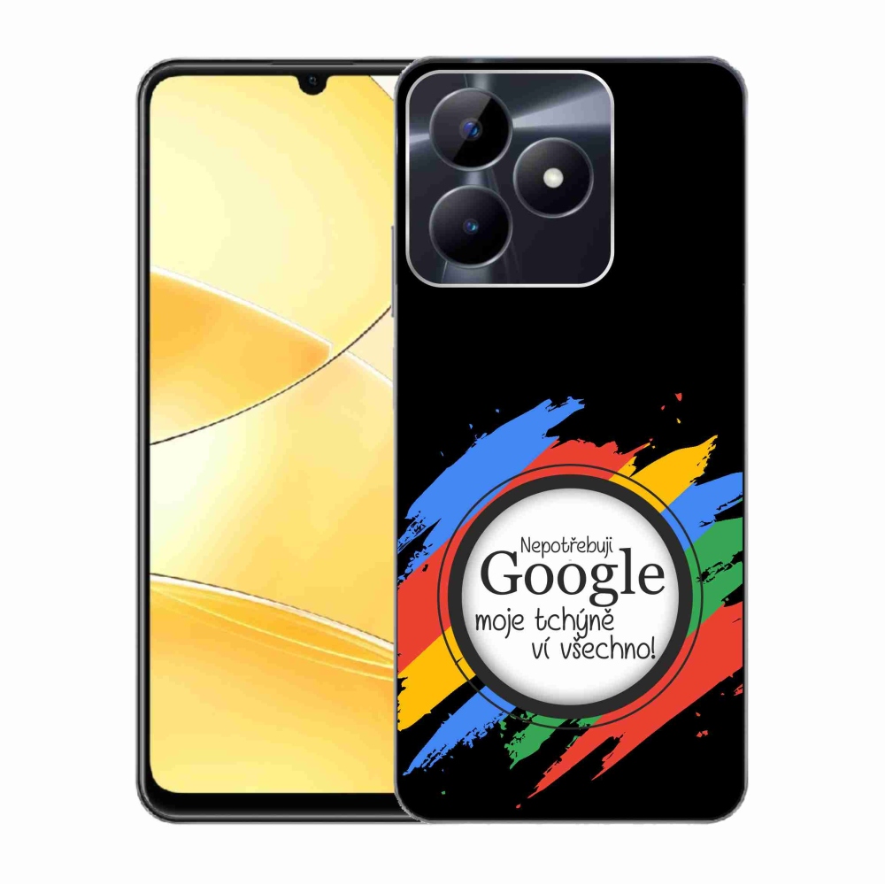 Gél borító mmCase a Realme C51/C53 készülékhez - anyós mindent tud fekete háttérrel