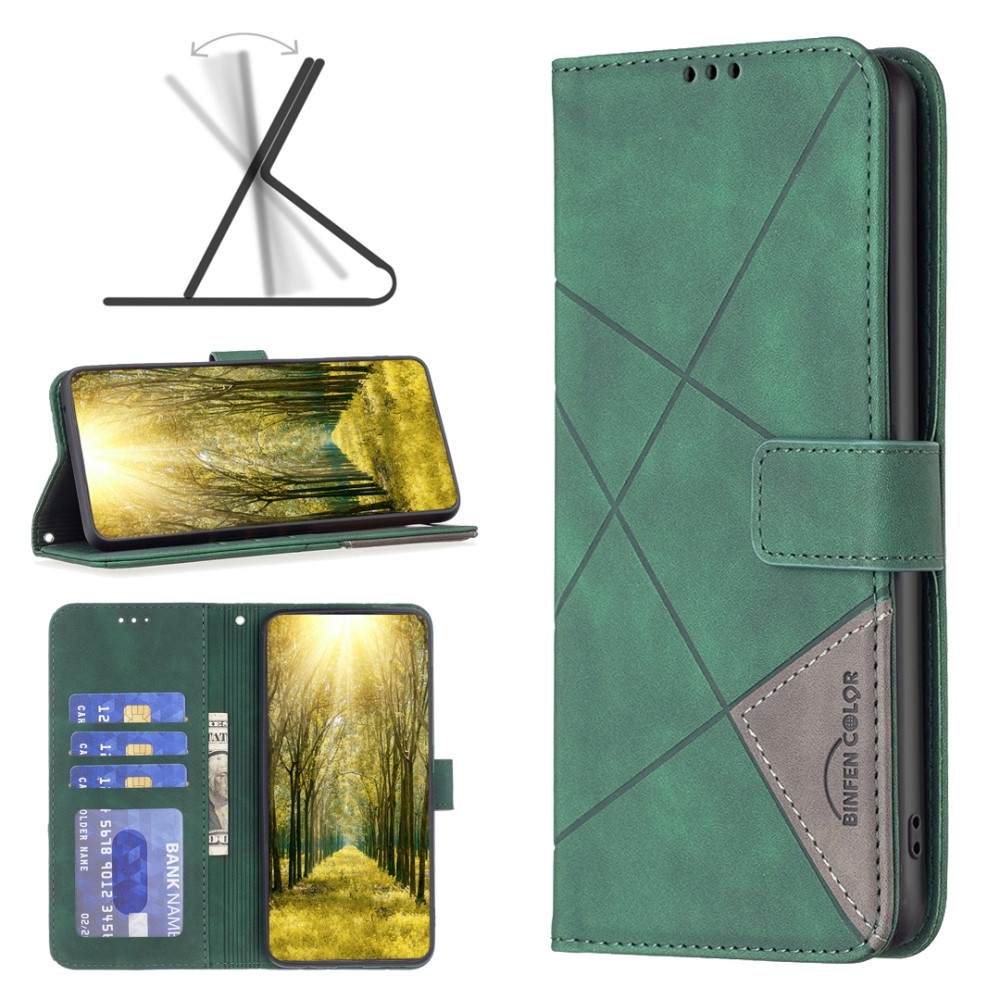BINFEN könyv tok Xiaomi Redmi 13 4G/Poco M6 4G - zöld színben