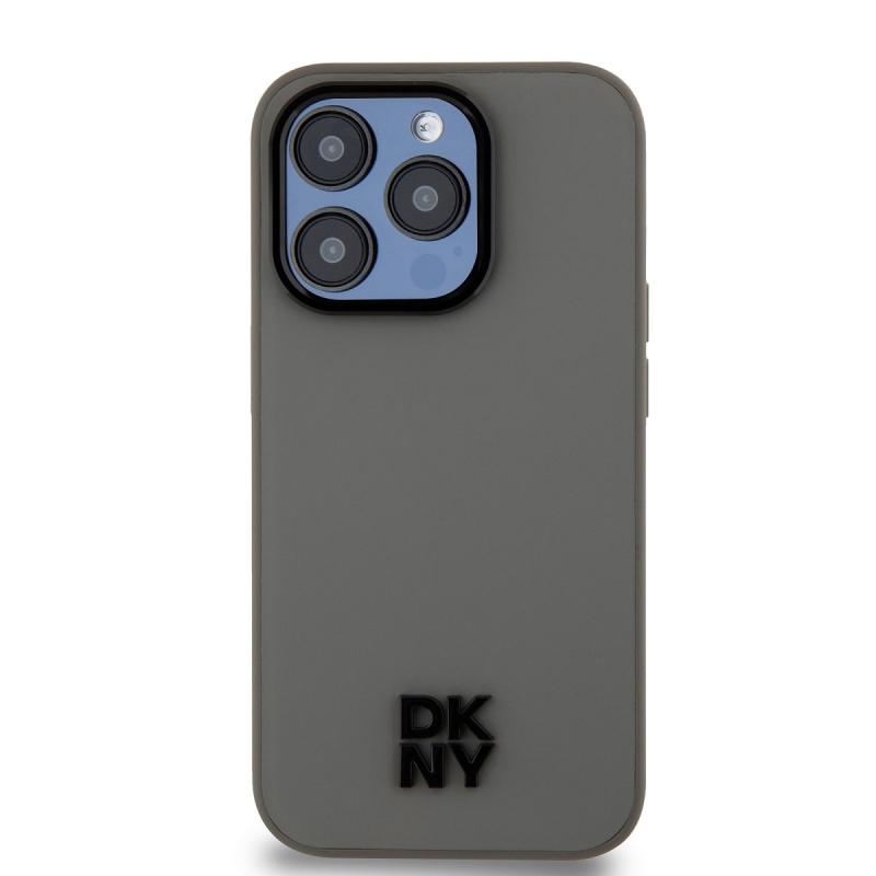 DKNY PU bőr Stack Logo Magsafe hátlap iPhone 15 Pro Max-hoz Szürke