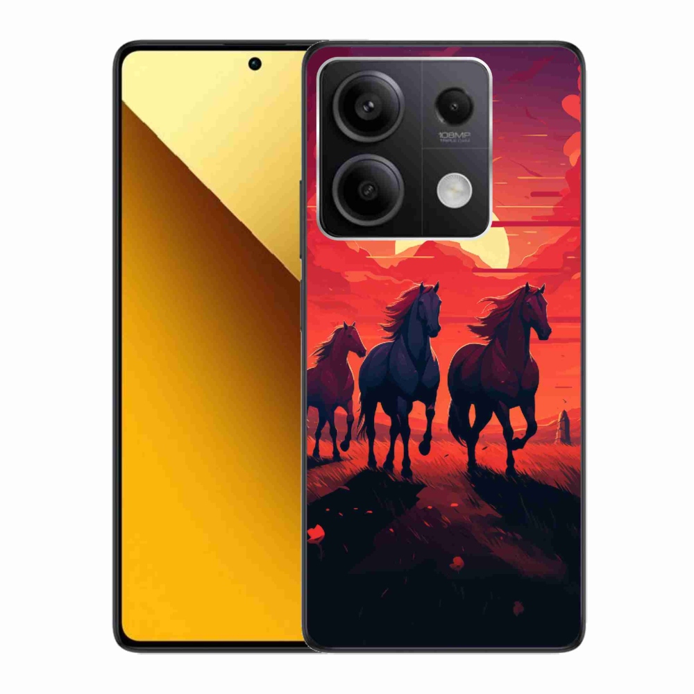 Gél borító mmCase a Xiaomi Redmi Note 13 5G számára - lovak és naplemente